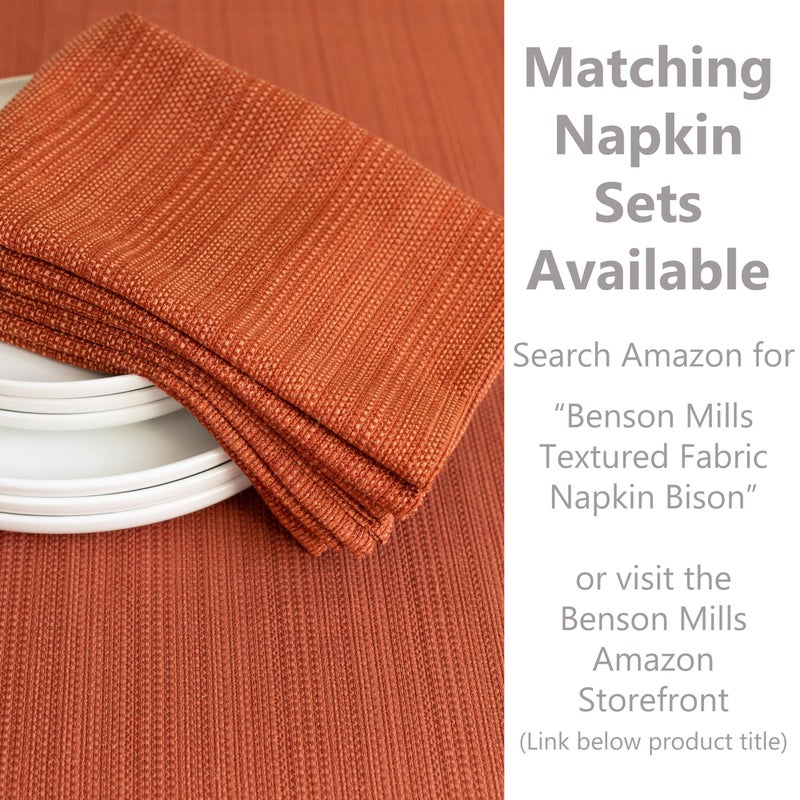 Benson Mills Cameron Textured Fabric Table Cloth, for Everyday Home Dining, Parties, Fall, Harvest, and Thanksgiving Tablecloth (52" x 70" Rectangular, Bison/Rust/Burnt Orange) - Image 2